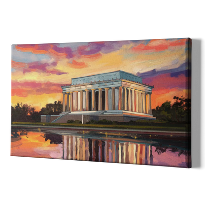 Lincoln Memorial Sunset - Canvas Print Art Sides