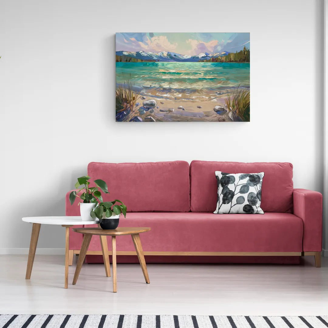 Lake Tahoe Mountain Serenity - Canvas Wall Art Living Room