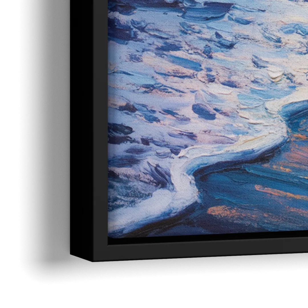Pacific Shores Sunset - Close-Up Black Frame Canvas