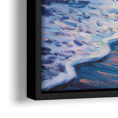 Pacific Shores Sunset - Close-Up Black Frame Canvas