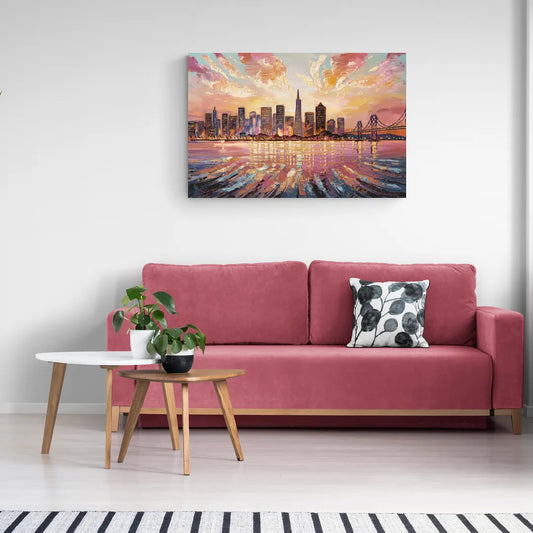 San Francisco Cityscape At Dawn - Canvas Wall Art Living Room