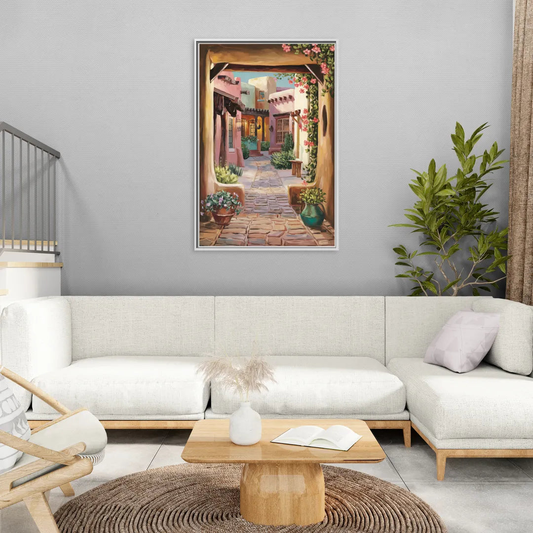 Albuquerque Old Town Charm - Living Room White Frame Canvas