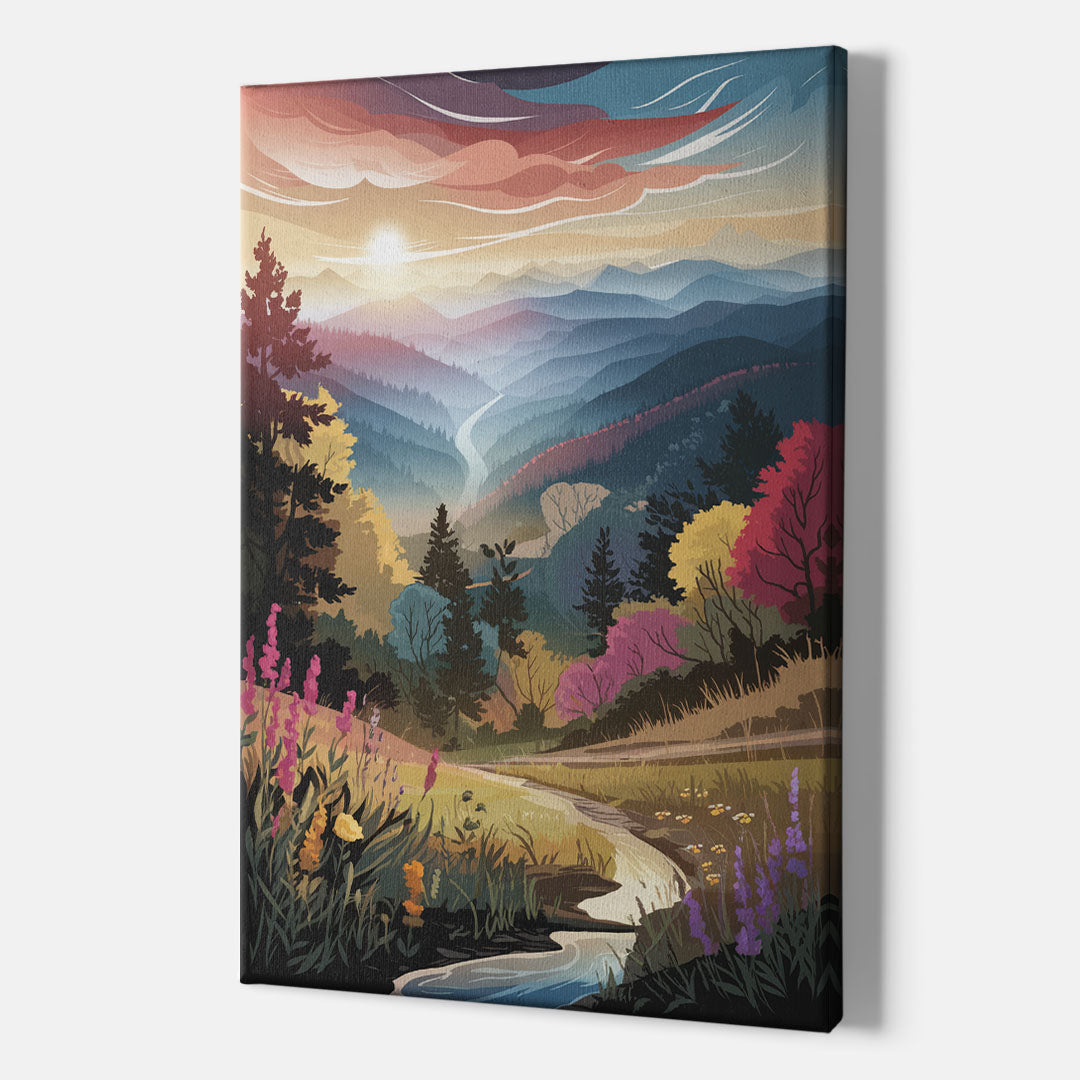 Asheville NC Scenic Overlook - Canvas Wall Art Indoor