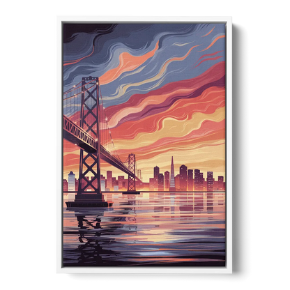 San Francisco Skyline at Sunset - White Frame Canvas