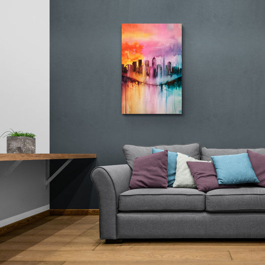 Oakland Skyline Sunset - Canvas Wall Art Living Room