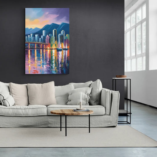 Vancouver City Lights - Canvas Wall Art Living Room