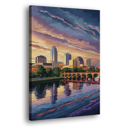 Austin Riverside Reflections - Canvas Print Art Sides