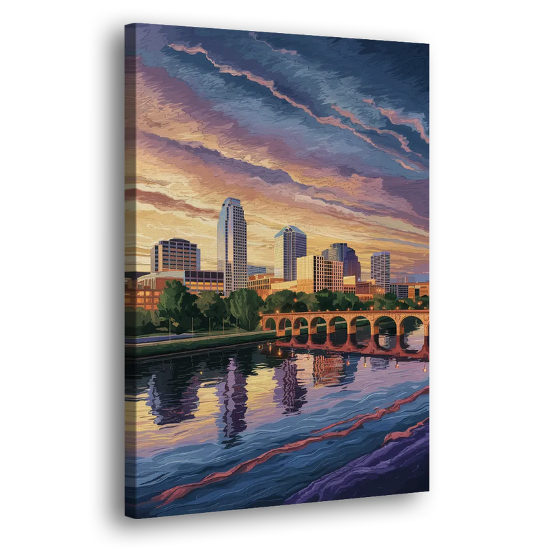 Austin Riverside Reflections - Canvas Print Art Sides