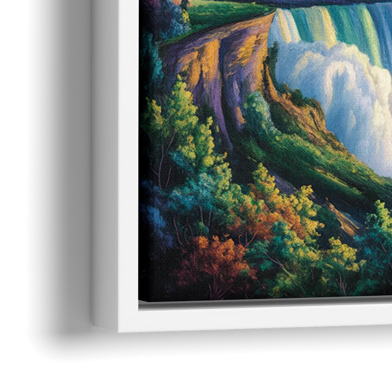 Niagara Night Skyline - Close-Up White Frame Canvas