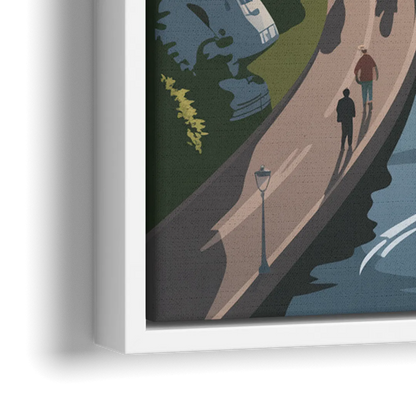 Quebec City Scenic Pathway - Close-Up White Frame Canvas