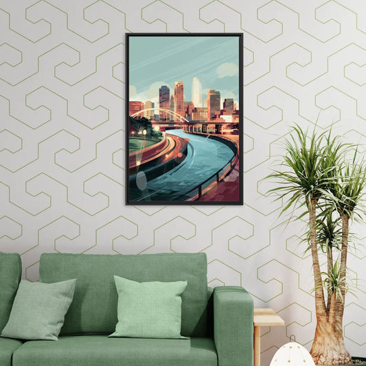Richmond Riverfront Views - Living Room Black Frame Canvas