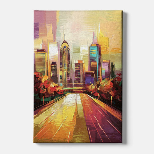 Atlanta Skyline and Peachtree Street - Canvas Wall Art