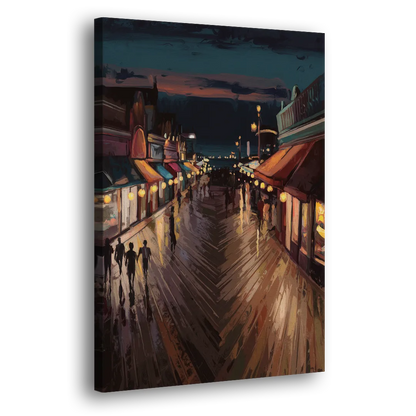 Jersey City Boardwalk Scene - Canvas Print Art Sides