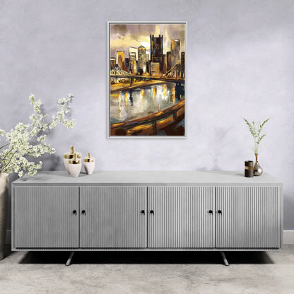 Pittsburgh Steel City Vibes - Living Room White Frame Canvas