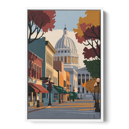 Madison State Street Vibes - White Frame Canvas