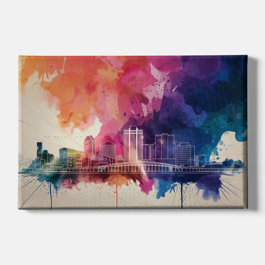 Rochester Skyline At Sunset - Canvas Wall Art