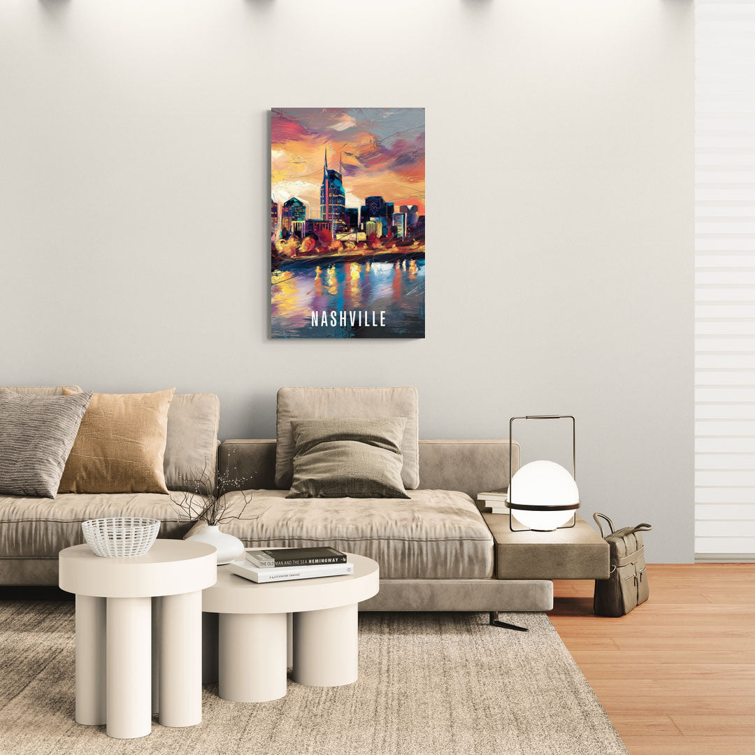 Nashville Artistic Skyline - Canvas Wall Art Living Room