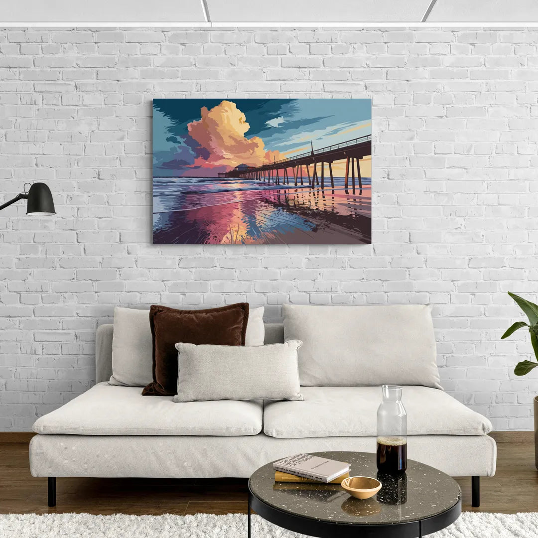 Huntington Beach Sunrise Views - Canvas Wall Art Living Room
