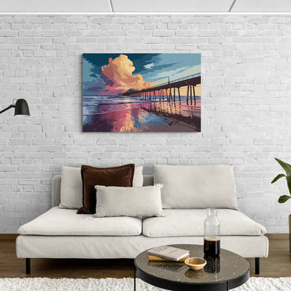 Huntington Beach Sunrise Views - Canvas Wall Art Living Room