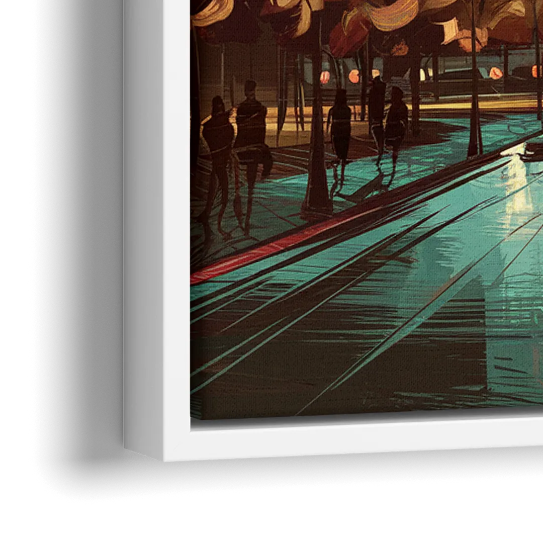 Chicago Magnificent Mile - Close-Up White Frame Canvas