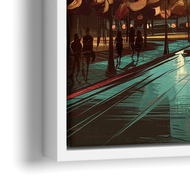 Chicago Magnificent Mile - Close-Up White Frame Canvas