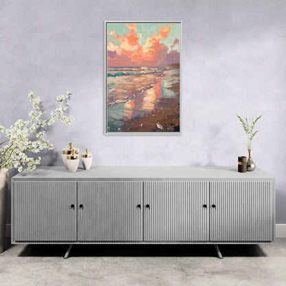 Corpus Christi Coastal Sunrise - Living Room White Frame Canvas