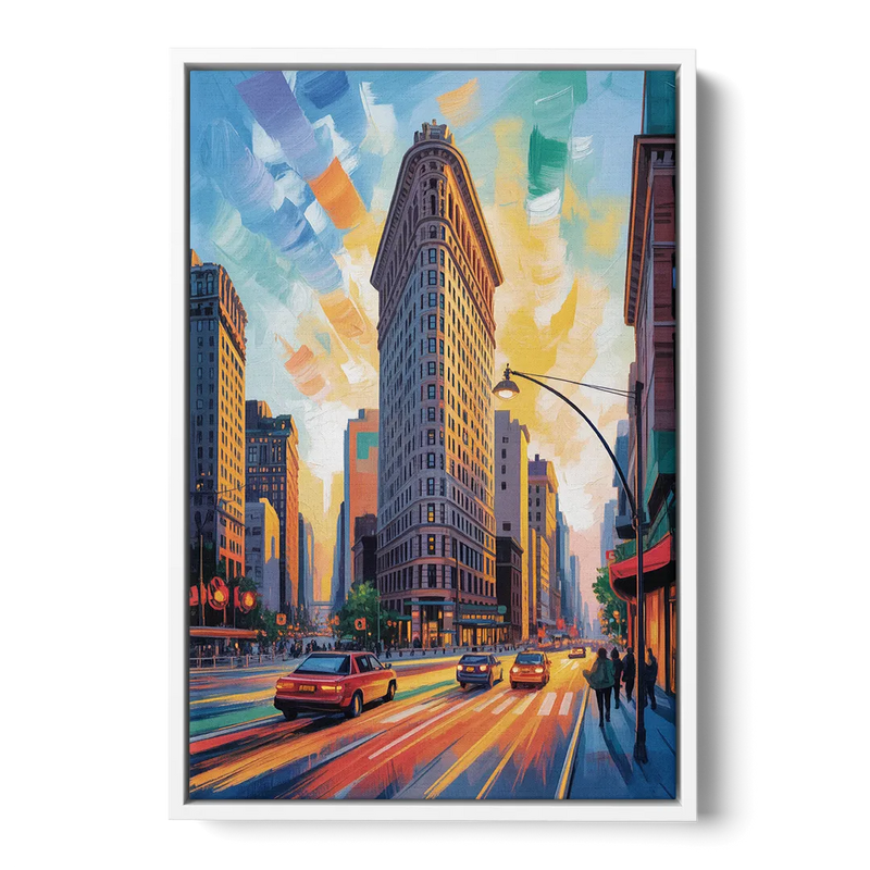 Flatiron Building Landmark - White Frame Canvas