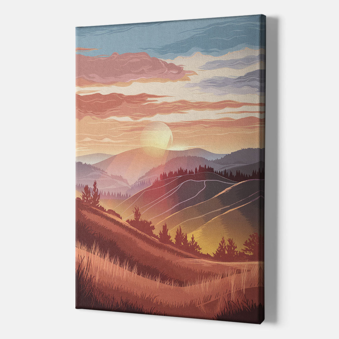 Ashland Sunrise Over Hills - Canvas Wall Art Indoor
