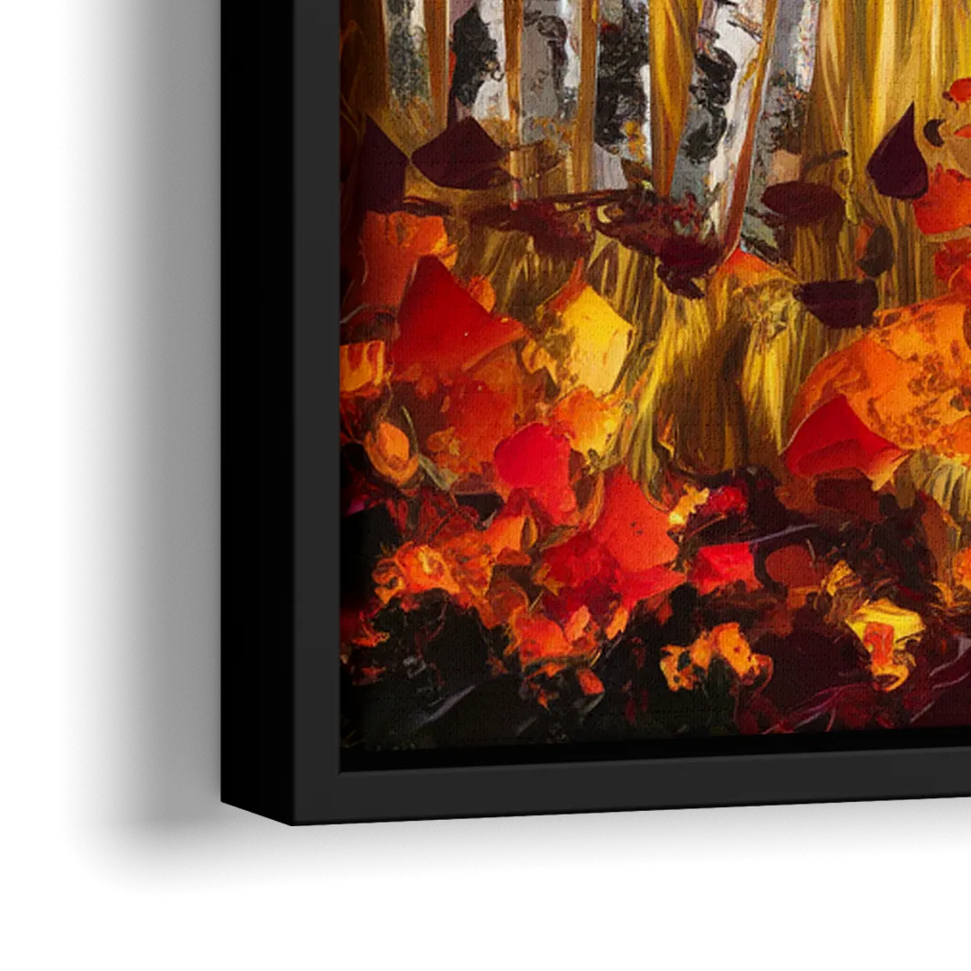 Aspen Forest in Autumn - Close-Up Black Frame Canvas