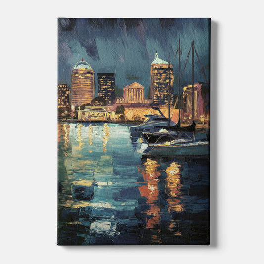 Baltimore Harbor Nightscape - Canvas Wall Art
