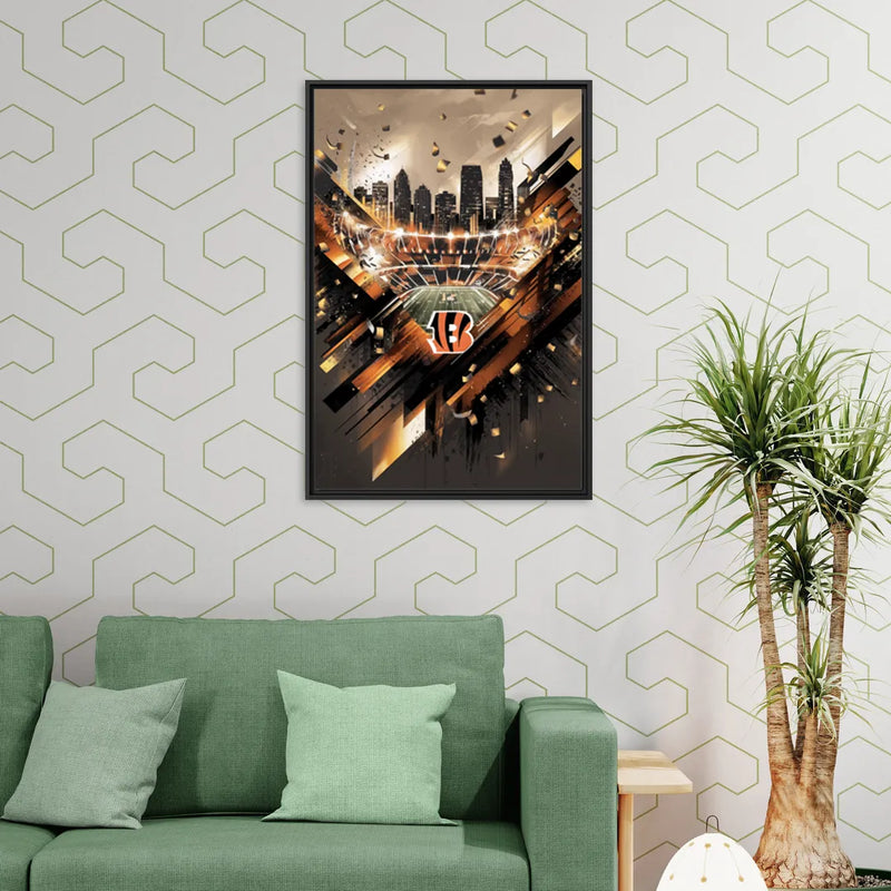 Cincinnati Bengals AFC Championship Celebration - Living Room Black Frame Canvas