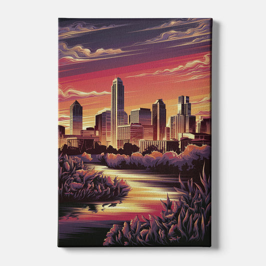 Austin Skyline Sunset - Canvas Wall Art