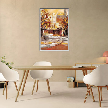 Little Rock River Market View - Living Room White Frame Canvas