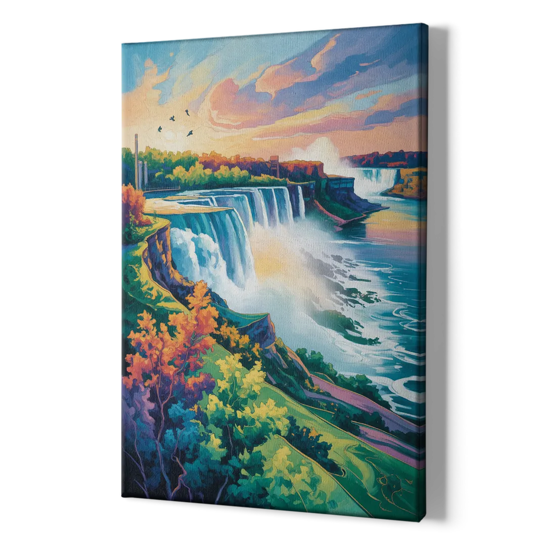 American and Canadian Falls View - Canvas Print Art Sides