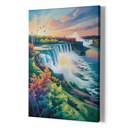 American and Canadian Falls View - Canvas Print Art Sides