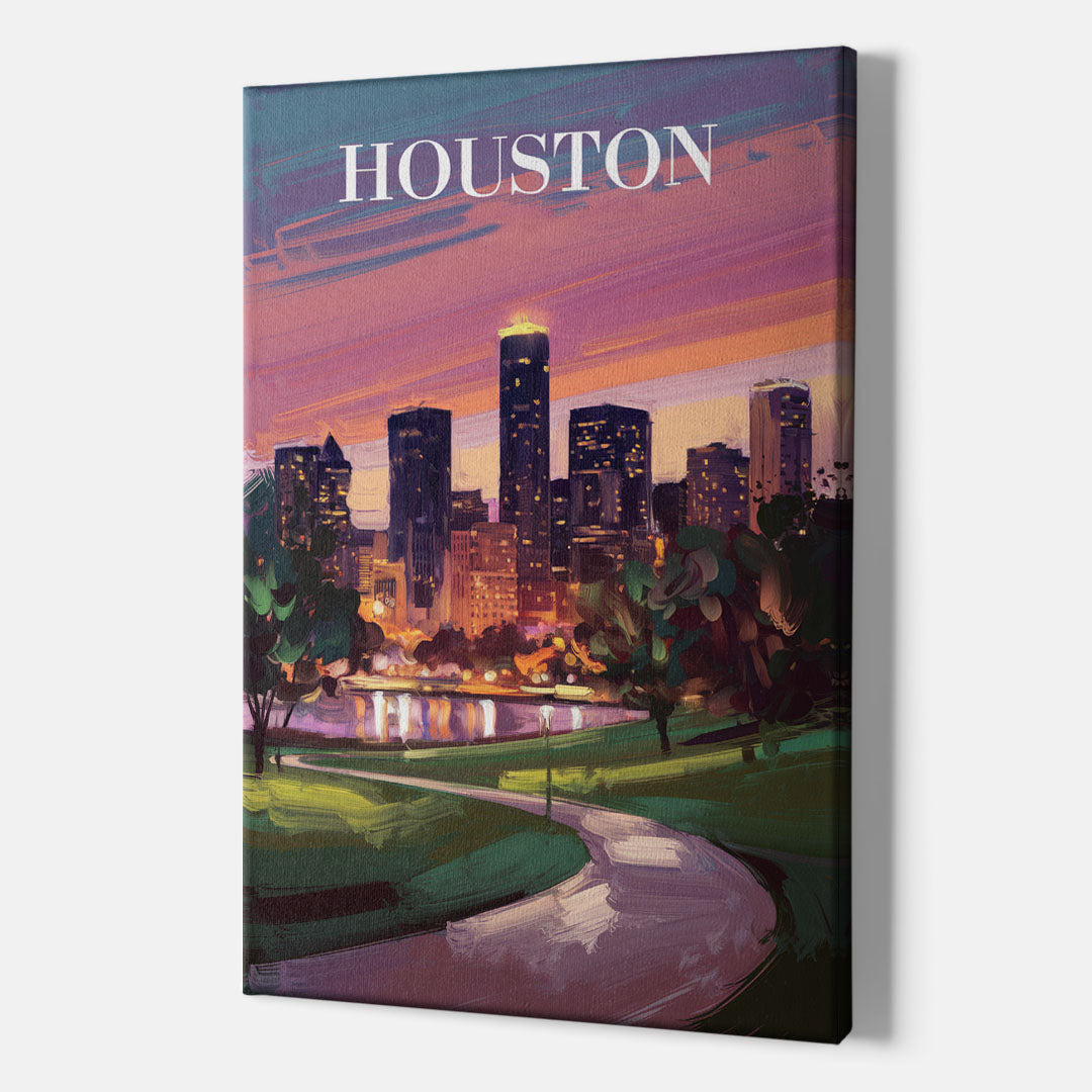 Houston Downtown Vibes - Canvas Wall Art Indoor