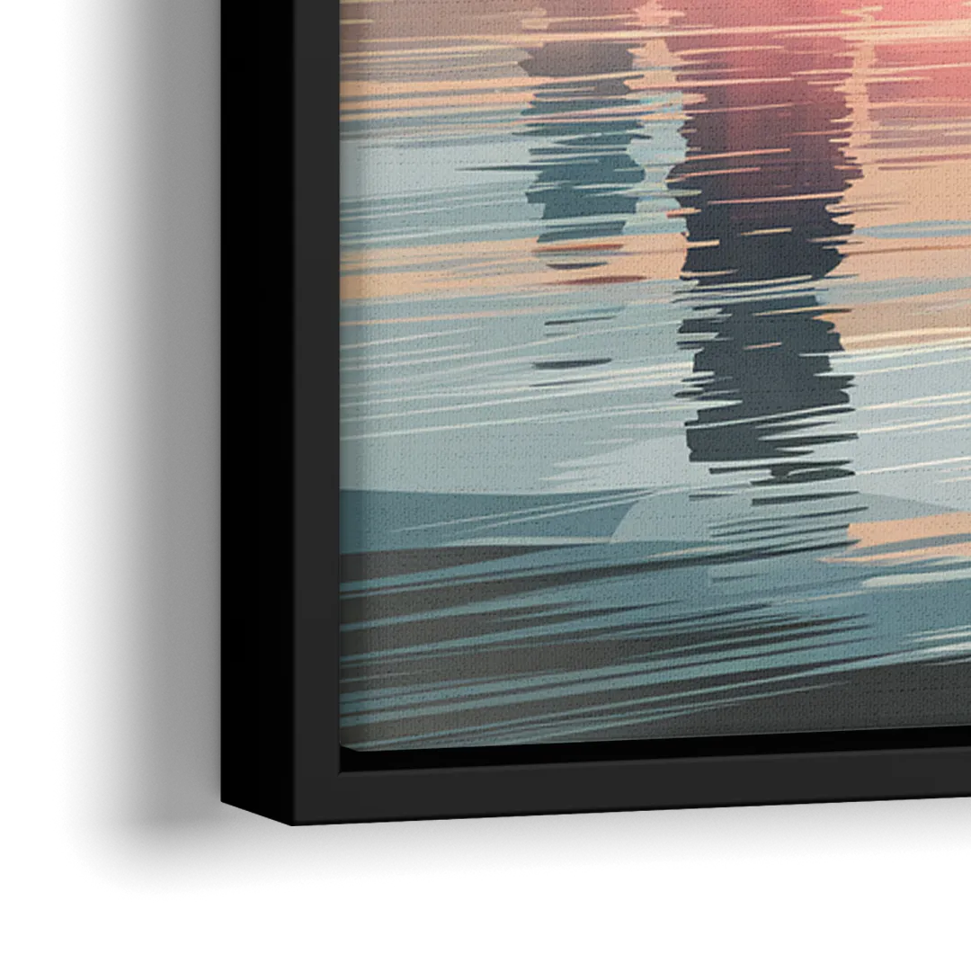 Chicago Skyline from Lake Michigan - Close-Up Black Frame Canvas