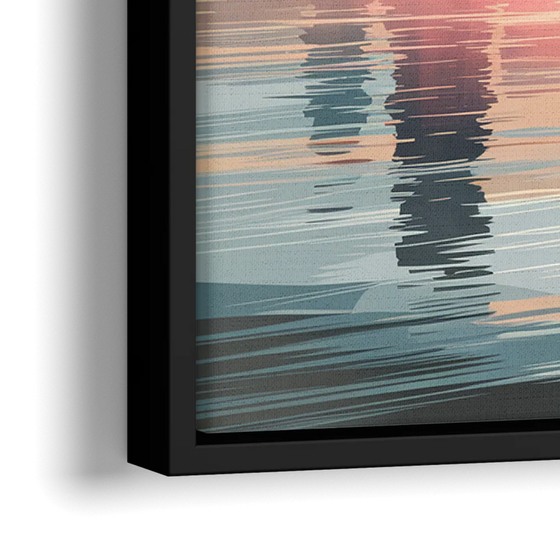 Chicago Skyline from Lake Michigan - Close-Up Black Frame Canvas