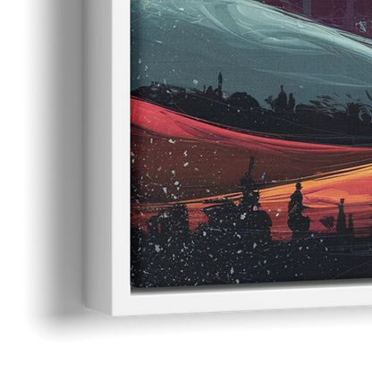 Los Angeles Skyline at Sunset - Close-Up White Frame Canvas