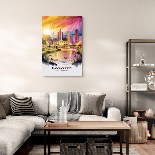 Kansas City Scenic Riverfront - Canvas Wall Art Living Room