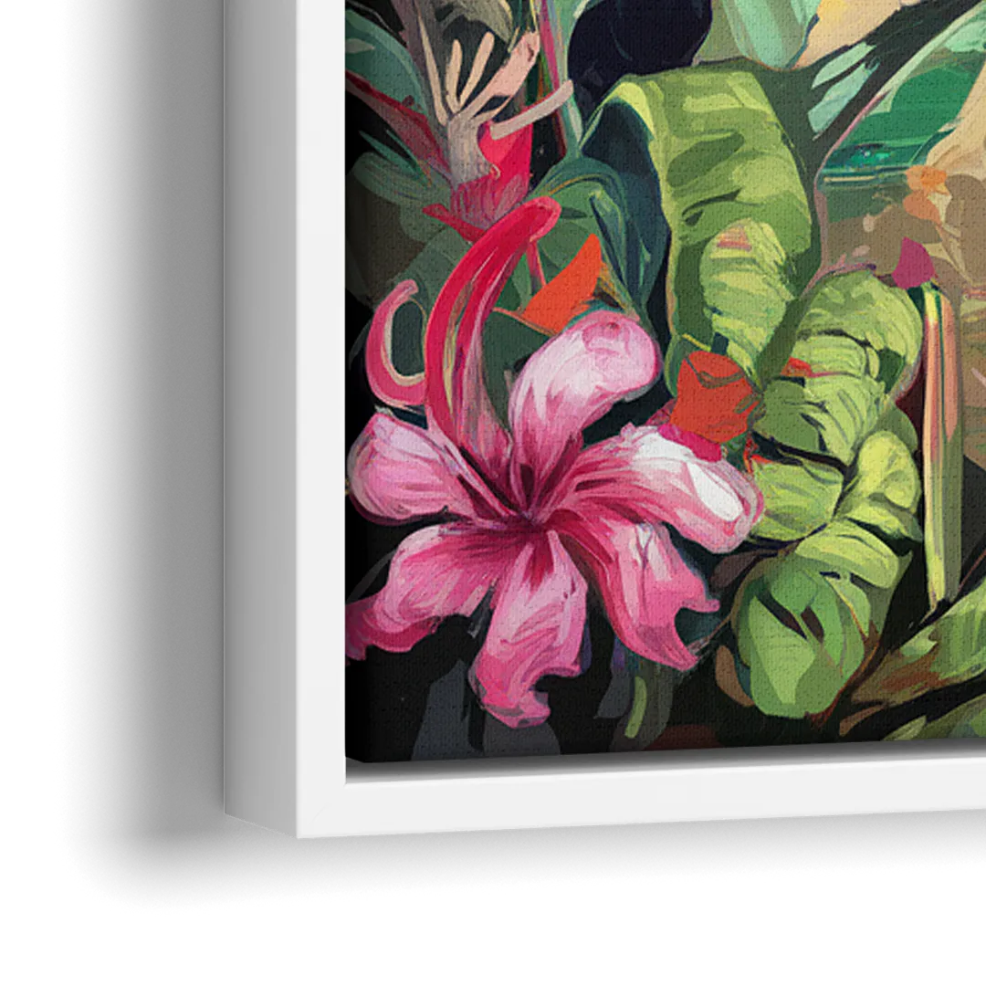 Honolulu Tropical Paradise - Close-Up White Frame Canvas