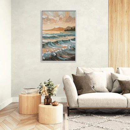 Sitka Coastal Horizon - Living Room White Frame Canvas