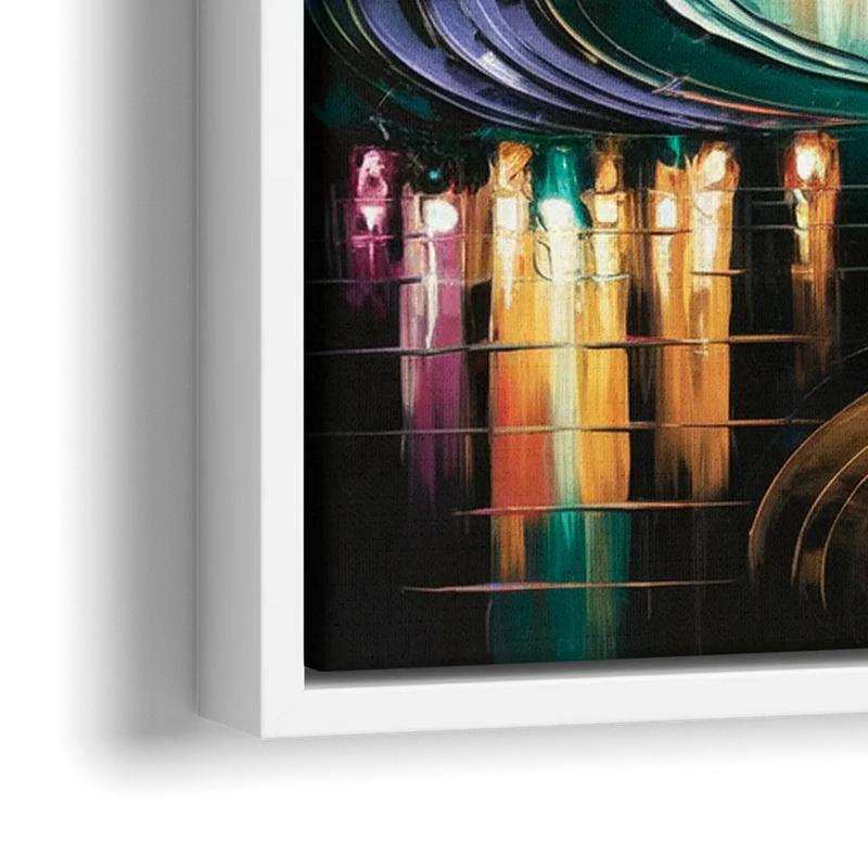 Houston Vibrant Nights - Close-Up White Frame Canvas