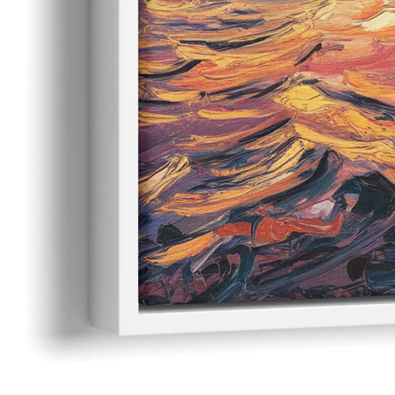 Chicago Sunset Over the Lake - Close-Up White Frame Canvas