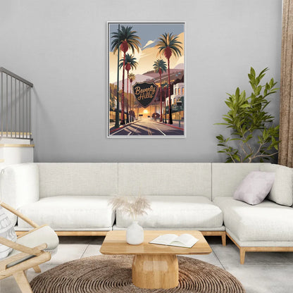 Los Angeles Beverly Hills Charm - Living Room White Frame Canvas