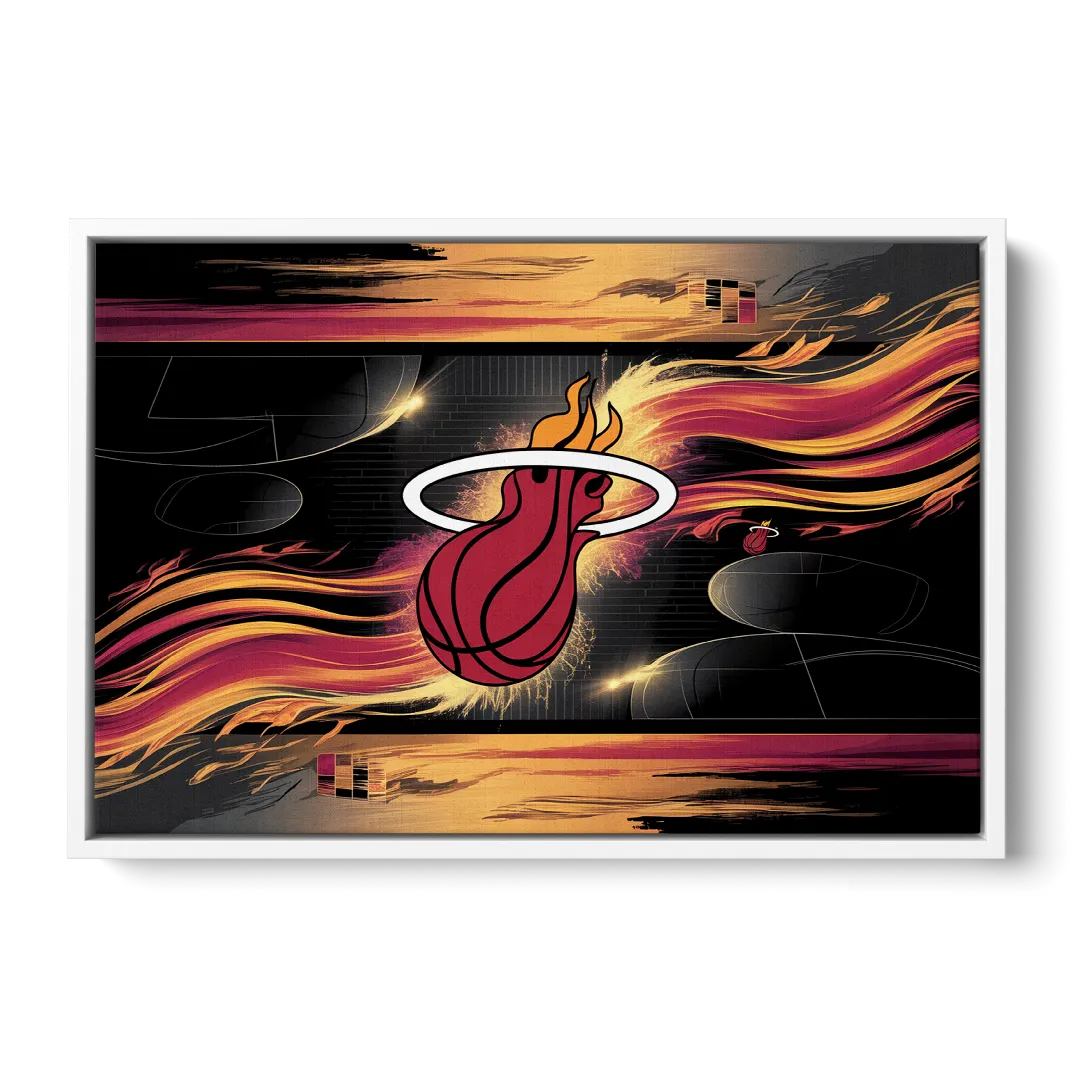 Miami Heat Basketball - White Frame Canvas