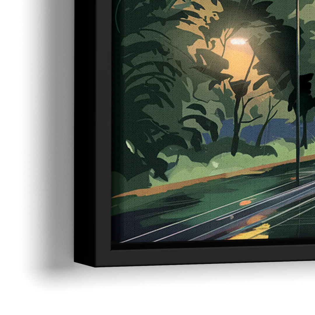 Seattle Rainy Day Skyline - Close-Up Black Frame Canvas