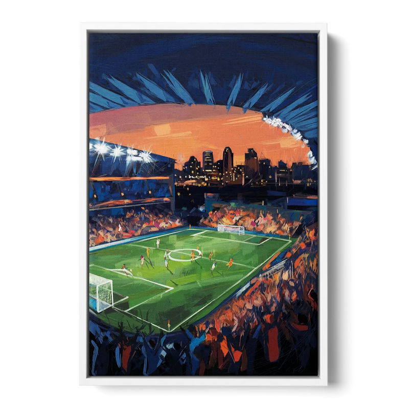 Cincinnati FC Stadium Lights - White Frame Canvas