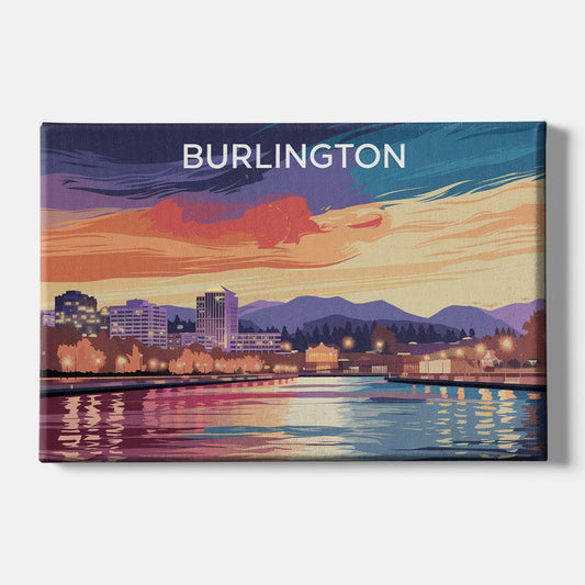 Burlington Skyline At Sunset - Canvas Wall Art