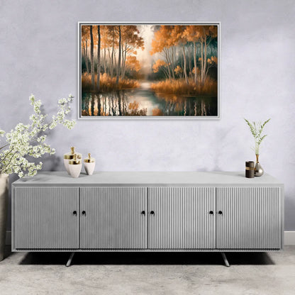 Aspen Forest Reflections - Living Room White Frame Canvas